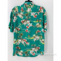 Camicia da uomo con stampa tropicale verde